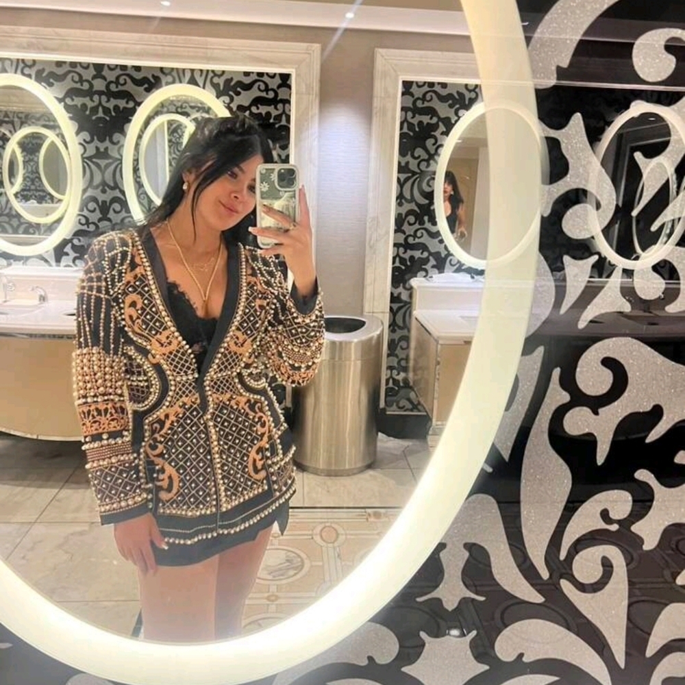 Blazer For Women V Neck Long Sleeve Flares Colorblock Blazer… - Picture 15 of 16